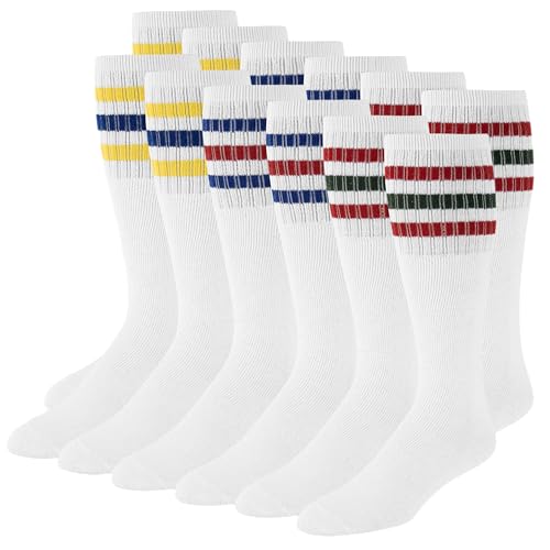 ROCKY Men's Striped Tube Socks Over the Calf High (6-Pair) Size 9-10-13-15
