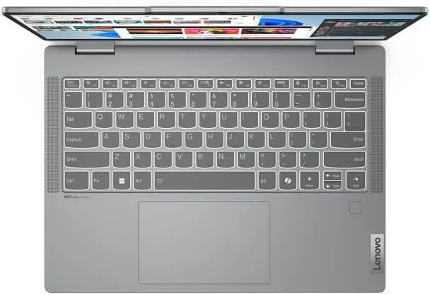 Top-down view of the Lenovo IdeaPad 5 2-in-1 laptop's keyboard and trackpad.