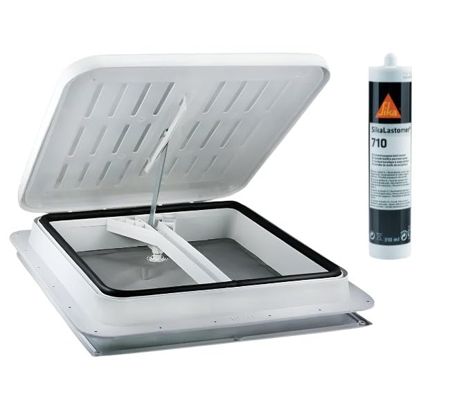 XENPER® Claraboya 40x40 con Mosquitera y Manivela + Sika 710 – Ventana de Techo TF40 para Caravana y Autocaravana – Recambio Universal Años 90–2000 – Fácil Instalación