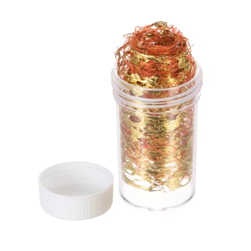 QUARKZMAN 6g Pan de Oro 1 Botella de Hojas con Malla Naranja Láminas de Imitación para Resina, Arte de Uñas, Pintura y Manualidades Diy (1 Botella de 6g)