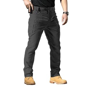 Men’s Stretch Tactical Pants Waterproof Ripstop Fabric Cargo Pants Lightweight Casual Hiking Outdoor Work Pants (No Belt)