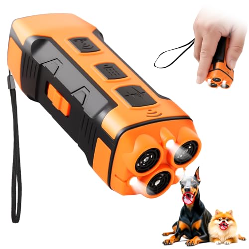 Upgraded Dog Bark Deterrent Devices, 3X Sonic Emitters Rechargeable Ultrasonic Anti Barking Device for Own or Neighbor’s Dogs, Safe Portable Training Dog Device Dog Bark Shield for Indoor Outdoor Use