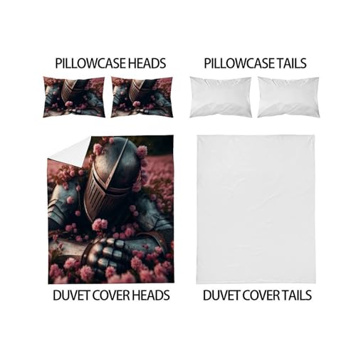 Housse de couette double microfibre sans repassage parure lit 3D filles Chevalier - 4