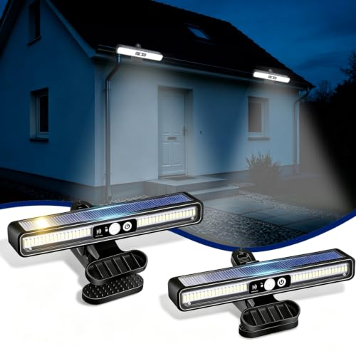 ICEKO KN Clip On Solar Motion Lights Outdoor Waterproof, Solar Fence Lights Outdoor with 3 Lighting...
