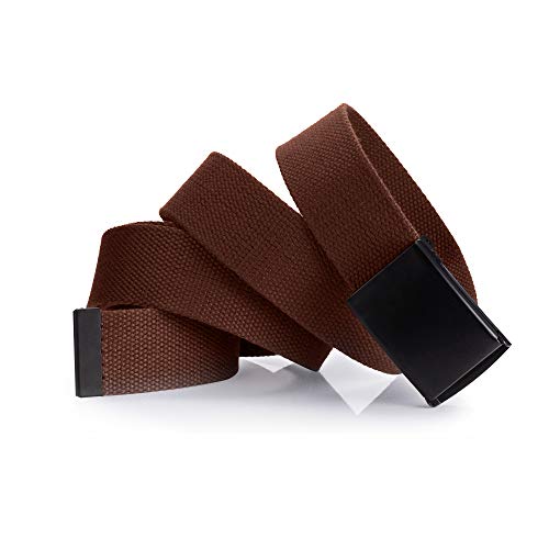 Image of Mile High Life Cut To Fit Canvas Web Belt Size Up to 52 inch with Flip-Top Solid Black Military Buckle