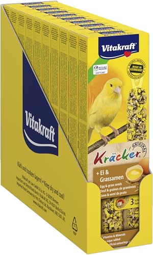 Vitakraft Kräcker, bâtonnets à grignoter pour canaris, œuf et graines d’herbe, avec vitamines et minéraux, plaisir longue durée, sans sucre ajouté...