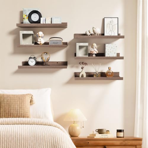 Image of BAYKA 15.7x5.12 Floating Shelves for Wall,Room Decor,Raised Lip,6 Pack