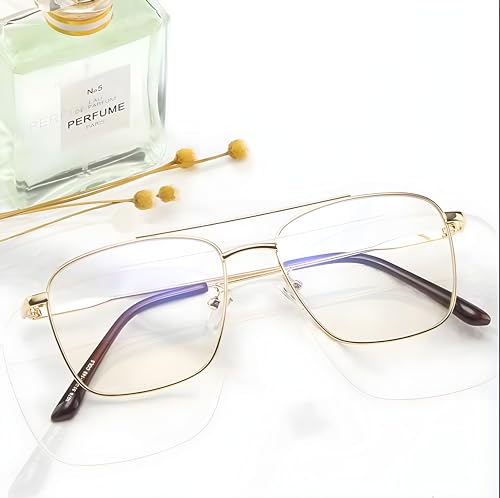 Image of Roshfort Eyewear Zero Power Blue Cut & Antiglare Computer Square Eyeglasses | Men & Women | Medium - Pack Of 1