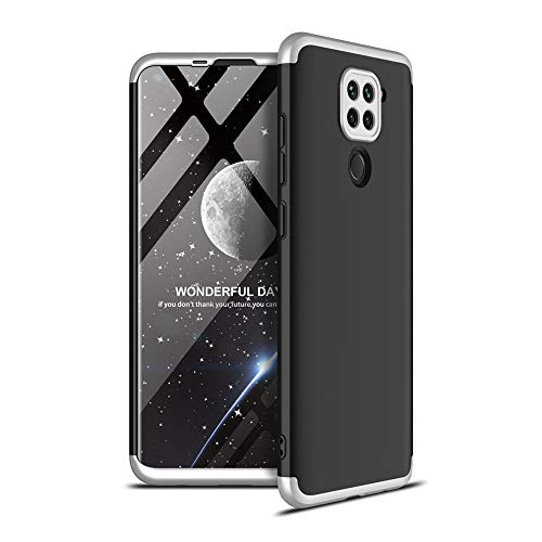 LEMAXELERS Redmi Note 9 Case Ultra Thin 3 in 1 360 Degree Full Body Case Premium Slim Shockproof Hard PC Plastic Anti-Scratch Bumper Cover for Xiaomi Redmi Note 9 / Redmi 10X 4G 3 in 1 Black Silver AR