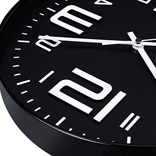 Image of TEKCOOL Wall Clock 12 inch Silent Quartz Decorative Wall Clock Non-Ticking Classic Clock Battery Operated Round Easy To Read For Room /Home /Kitchen /Bedroom /Office /School -Analog,Plastic Black white'