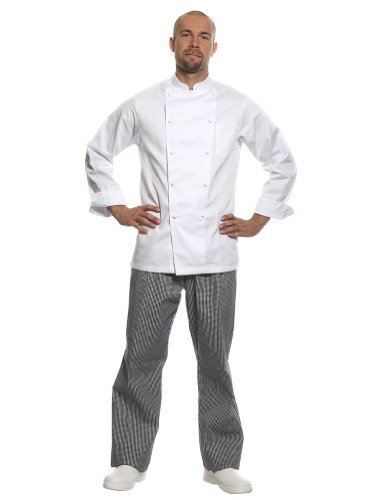 Pflegeleichte Basic Kochhose für Bistro + Gastronomie + Küche + Bäckerei, Farbe:Black/White;Größe:M M,Black/White