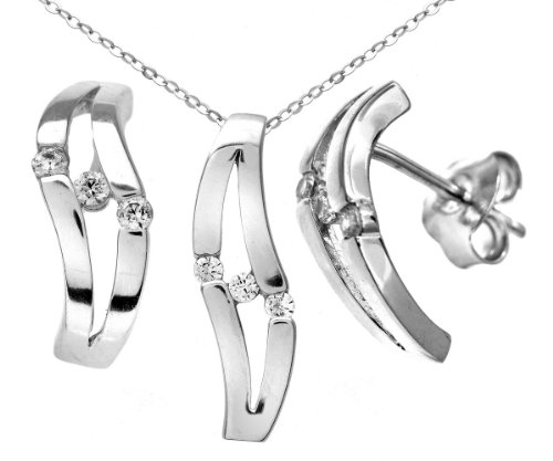 Preisvergleich Produktbild Citerna Damen-SchmuckSet 9 Karat 375 Weißgold Zirkonia 460 mm EP1024W