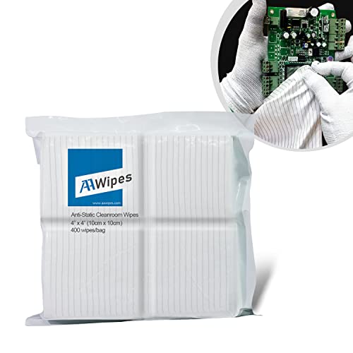 Image of AAWipes Anti-Static Cleanroom Wipe Cloths (4 inchx4 inch, Pack of 400) - Safe Electrostatic Discharge (ESD) Polyester Wiper Special ESD-Safer Wiper Cloths Lint Free Static Dissipative Wipers (CE16004)
