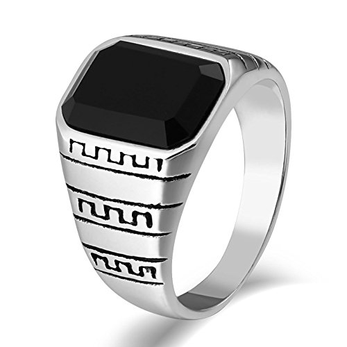 Bague Solitaire personnalisée pour homme en acier inoxydable avec zircone taille 7-12