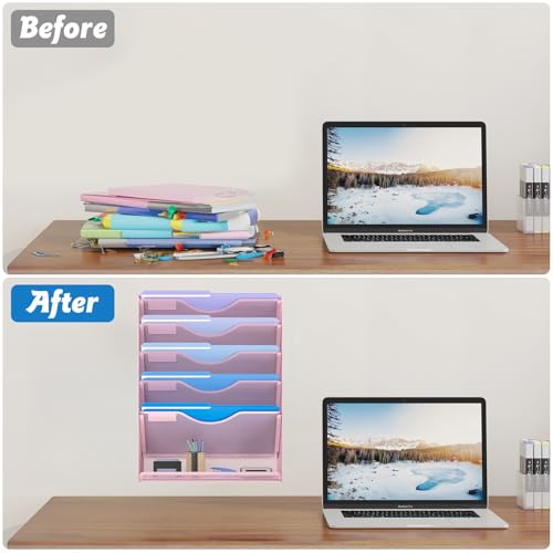 Gawerk Organizador de arquivos suspenso de 6 camadas, suporte de arquivo de parede de malha, suporte