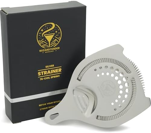 Cocktail Strainer for Drinks | Stainless Steel Bar tools | Ergonomic Hawthorne Strainer for Cocktail Shaker with High-Dense Spring | Silver Bar Strainers | Wizardtender - Thumbnail 2