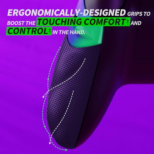 Image of eXtremeRate Flexor Clicky Rubberized Side Rail Panels Button Stop Kit for Xbox Series X & S Controller, Ergonomic Handle Grips for Xbox Core Controller - Diamond Textured Chameleon Green Purple