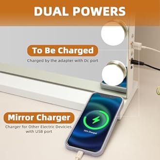 Misavanity Large Vanity Mirror with Lights, 31.40" x 23.40", Hollywood Lighted Makeup Mirror with 18 Dimmable Bulbs, 10x Magnification, 3 Lighting Modes & Port