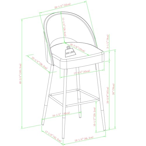 Walker Edison Butaco Moderno de Metal con Asiento Tapizado, Juego de 2, Color Mushroom miniatura 3
