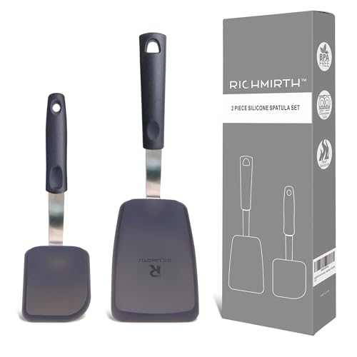 RICHMIRTH Silikon-Kochspatel-Set mit 2 600F hitzebeständig kratzfest & BPA-frei flexible Pfannenwender mit Aufhängeloch für einfache Aufbewahrung ideale Kochspatel für Eier Pfannkuchen & Burger