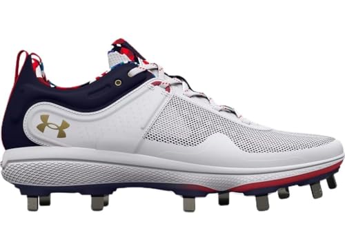 Under Armour Glyde MT USA Womens Softball Cleats White-Metallic Gold