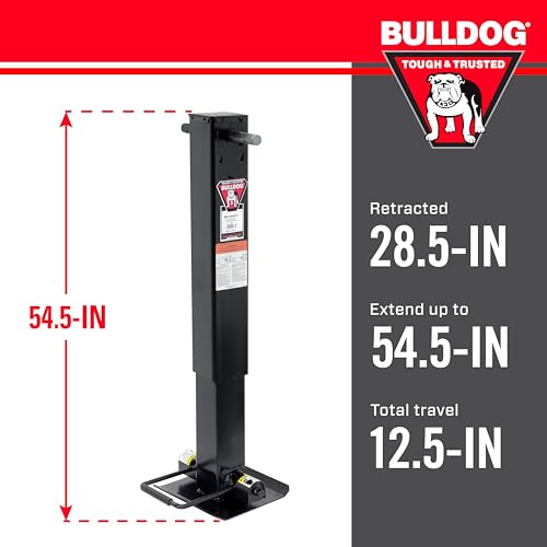 Image of Bulldog 182701 Twin Cam HD Square Trailer Jack, 25,000 lbs. Support Capacity, Sidewind, 12-1 /2 Inch Travel