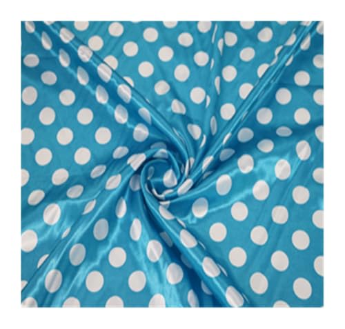 Tissu à pois polyester satin charmeuse bleu pour matériel de couture DIY