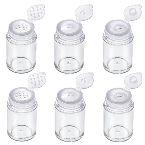 RAYNAG 6 Pieces Mini Empty Loose Powder Bottle Travel Cosmetic Glitter Powder Eye Shadow Shaker Bottle with Sifter and Lids (3 Style)
