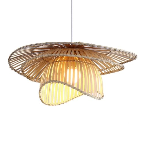 Suspension E27 en rotin naturel pour éclairage rétro de chambre