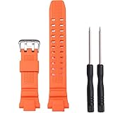 ゴム製シリコン腕時計ストラップバンド カシオ G-shock GW-3000B/3500B/2500B/2000 G-1500に対応 メンズ スポーツ 防水 交換用ブレスレット オレンジ, 16mm, 人工クォーツ。