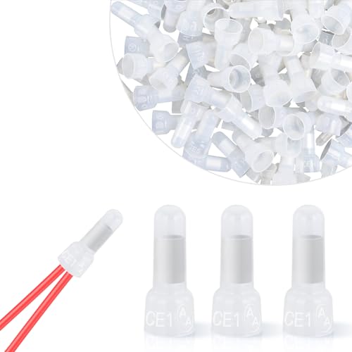 Image of Nilight 300PCS CE1 Closed End Crimp Terminal 22-16 Gauge Nylon Insulated Closed End Wire Cap Wire Connectors Crimp Cap Terminals Connectors for Automotive Car Truck Boats Marine Electrical Wiring