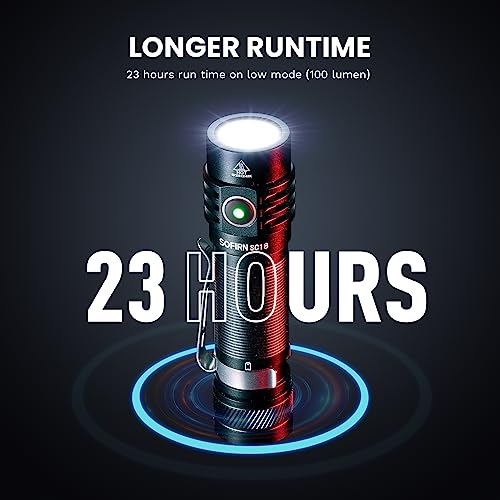77outdoor EDC Small Rechargeable Flashlight, Sofirn SC18 1800 High Lumen Flashlight, Super Bright Pocket Light with One Powerful LED, Type C Charging Port for Camping, Emergency, Dog Walking