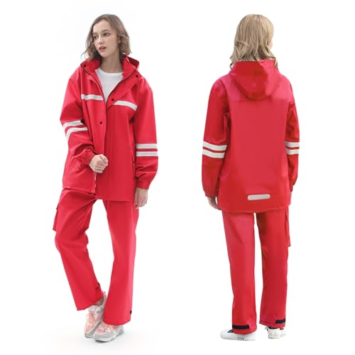 Rain Suit for Men & Women,Waterproof Rain Jacket&Trouser Suit with Reflective Strip,All-Sport Raincoat Anti-storm2