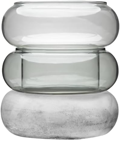 Bagel Glass Flower Vase Flower Vase for Home Decoration Home Decor Items Room Decor Vase for Living Room Candle Holders for Home Decoration Decorative Pots (Pack of 1)