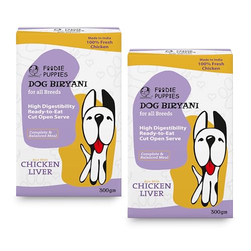 Image of Foodie Puppies Chicken Liver Biryani for Dogs & Puppies - 300gm (Pack of 2) | Delicious Wet Meal for Overall Health | Made with Rice, Vegetables, Chicken & Liver | Easily Digestible | All Breeds Size