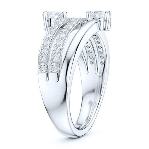13mm Wide Sterling Silver Split Quadruplex Row Simulated Round Brilliant Cut Diamond or Moissanites Wedding Ring4