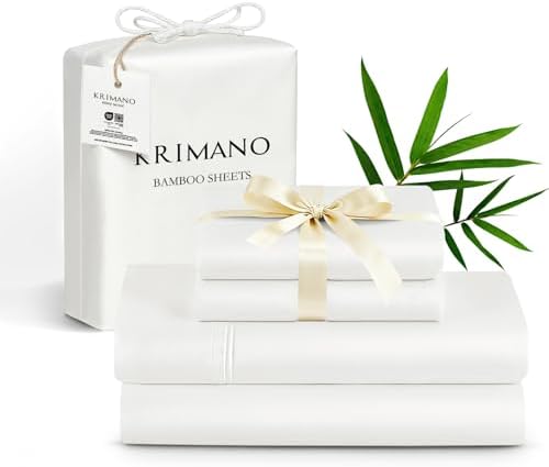 Queen Size Sheet Set, Bamboo Sheets for Bed Set 4pcs, 100% Organic Viscose Derived from Bamboo, Hotel Luxury Silky & Cooling for Hot Sleepers, Deep Pocket Up to 17", White - Thumbnail 3