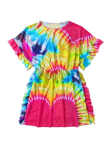 Milumia Girl's Tie Dye Mesh Beach Coverups Ruffle Swimsuit Swimwear Cover Up