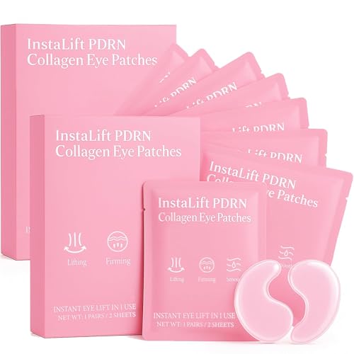 Instalift PDRN y parches de colágeno para ojos, parches debajo de los ojos para ojos hinchados y ojeras y líneas finas, máscara de ojos antiarrugas profundamente hidratante, 8 pares,2Pcs