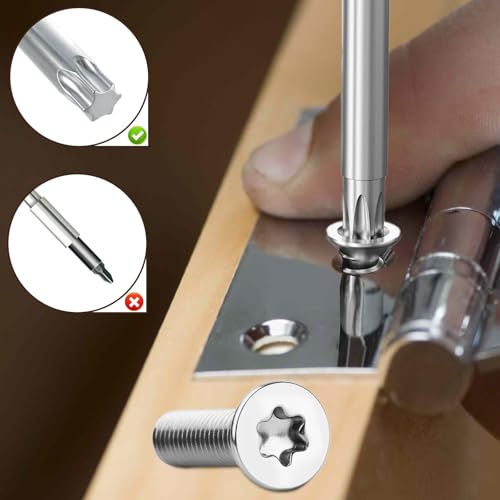 Mbsomnus 25 Stück Flachkopfschrauben M4x20mm Torx Schrauben M4 Edelstahl A2 V2A mit Innensechsrund/Torx-Antrieb Senkkopfschrauben Maschinenschrauben Standard für Holz Wohnmöbel Metallarbeiten