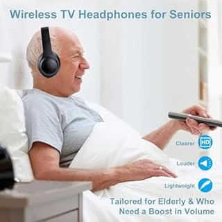 Queemie Cuffie TV Wireless per Anziani con ANC, Bluetooth 5.3 & Trasmettitore 3-in-1 (USB/RCA/AUX) per TV Non-Bluetooth, 35 Ore Autonomia, 220g Leggere Pieghevoli, Regalo per Genitori Anziani