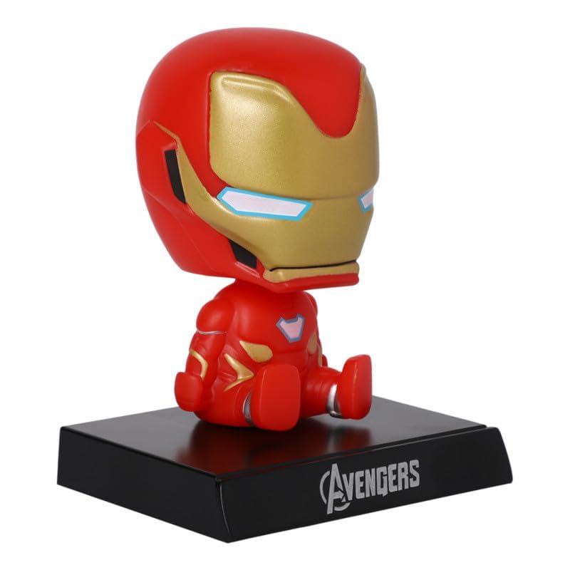 Image of Super Hero Action Figure Limited Edition Bobblehead with Mobile Holder for Car Dashboard, Office Desk & Study Table - Iron Man