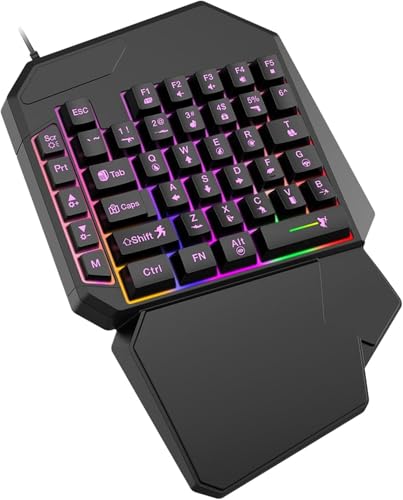 Generico Tastiera da Gioco Meccanica a Una Mano, 35 Tasti Retroilluminati RGB led Tastiera Silenziosa Design Ergonomico Tastierino gaming Professionale USB per PC Windows Tablet Smartphone