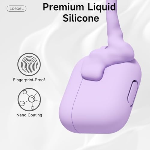 Image of Meyaar for Apple AirPods Pro 3 Case Cover with Keychain, Soft Skin Silicone Case Cover, Full Protective Case Cover Compatible with AirPods Pro (3rd Generation) Case 2025 (Lilac)