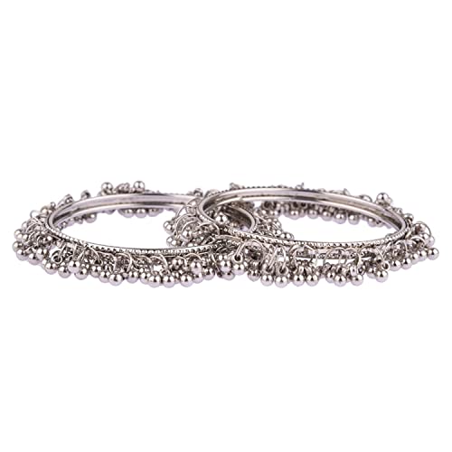 Efulgenz Oxidized Indian Bracelet Bangle Boho Oxidized Silver Bangles Retro Bohemian Metal Balls Charms Vintage Bracelet Bangle Jewelry for Women