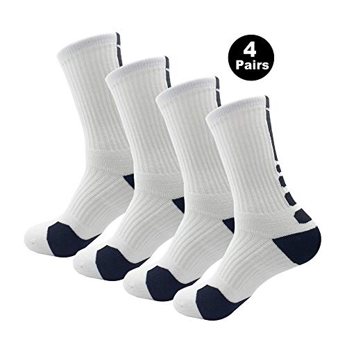 GLOYY 4P Pack Men's Cotton Moisture Wicking Cushion Crew Socks Sport Hiking Working (Color4)
