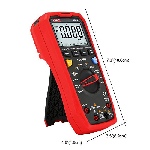 Uni-T Digital Multimeter Ut161B, True Rms 6000 Counts 1000V Ac/Dc Ncv, Measures Voltage Current Resistance Capacitance Frequency Duty Cycle, Tests Diodes Transistors #TOP1