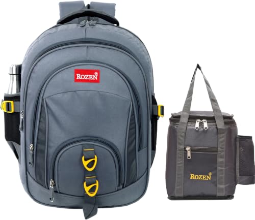 Image of ROZEN LARGE 50 LITERS COMBO SCHOOL & Lunch bag for Class 5-12 Large Multipurpose Backpack for Students, Water Resistant, Unisex Design, Stylish & Durable