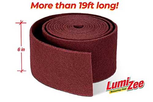Heavy Duty Scrubbing Pad Roll 19ft Ultra Size Sponge Scouring Pad Brown19ft x 6in x 0.3in (6m x 15cm x 8mm) Tough Stains and Grime Clean Kitchens Floors Bathrooms Walls Windows