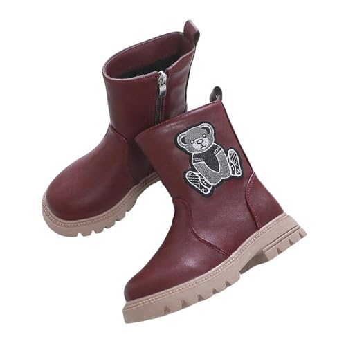 Ankle Boots for Girl Side Zipper Low Heel Short Booties Winter Warm Fashion Dress Shoes for Little Kid Big Kid